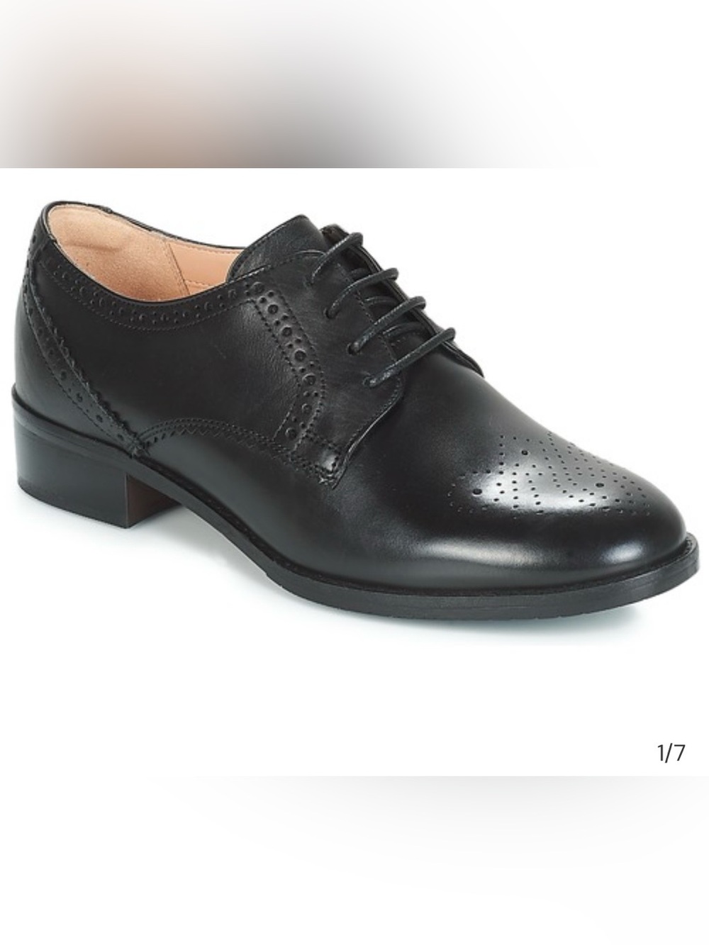 Clarks Netley Rose Black Brogue Leather Wingtip Classic Dress Shoes Size 6
